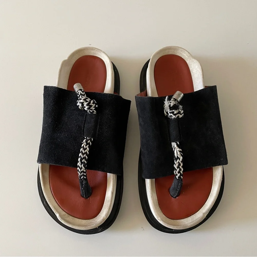 Acne Studios Suede Modern Thong Sandal Size 36 6 Rope Knot Platform - Picture 3 of 7